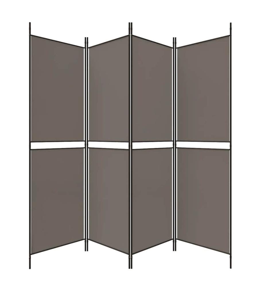 Cloison de séparation 4 panneaux Anthracite 200x220 cm Tissu