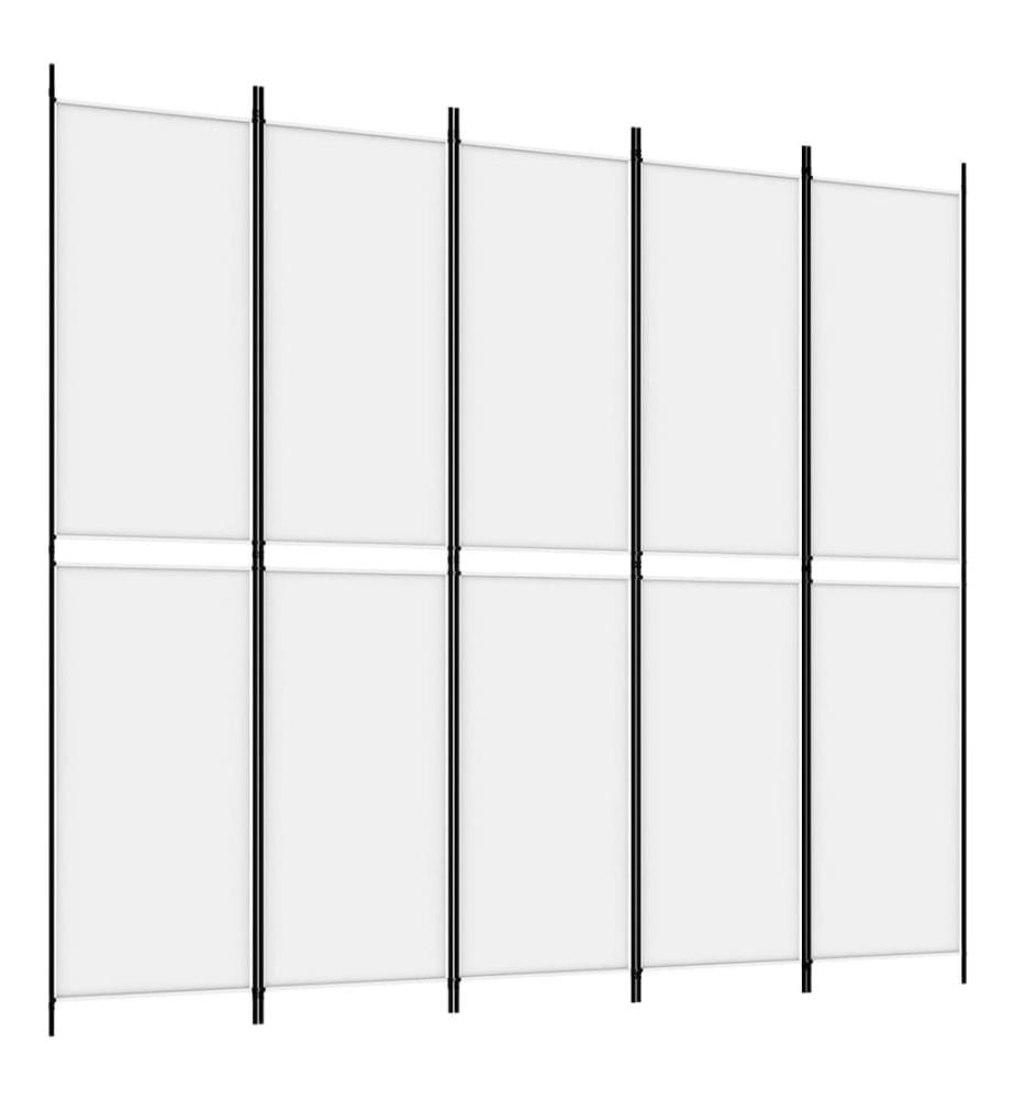 Cloison de séparation 5 panneaux Blanc 250x220 cm Tissu