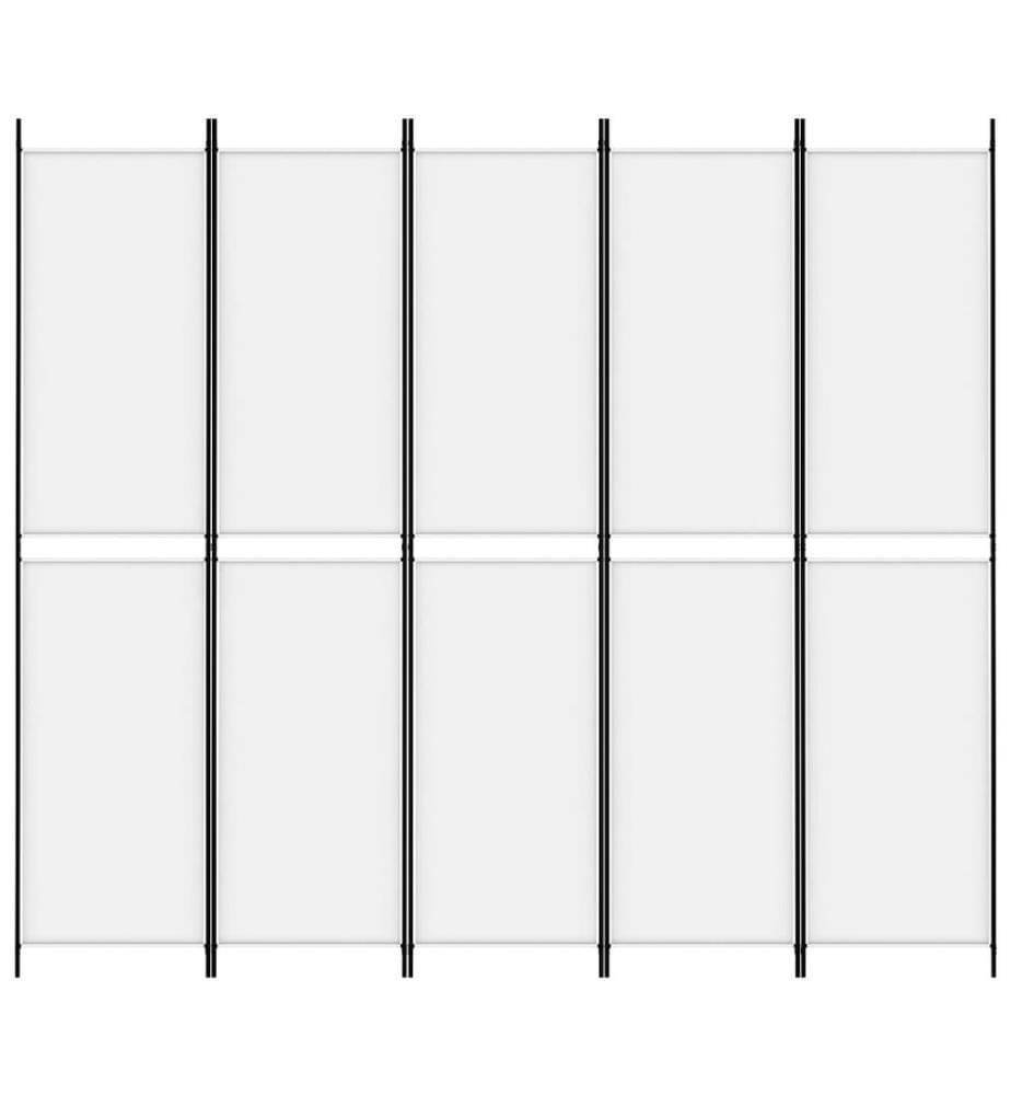 Cloison de séparation 5 panneaux Blanc 250x220 cm Tissu