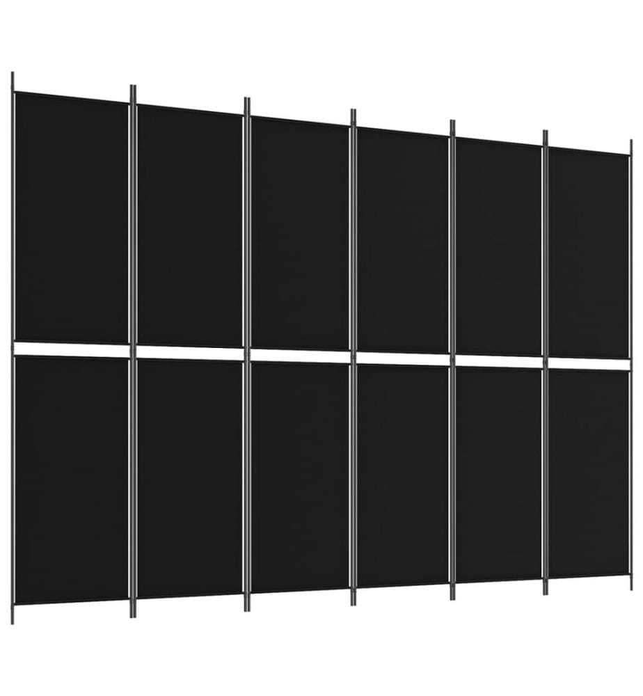 6-tlg. Paravent Schwarz 300x220 cm Stoff