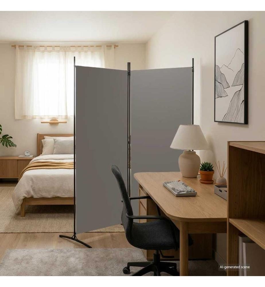 Cloison de séparation 2 panneaux Anthracite 175x180 cm Tissu