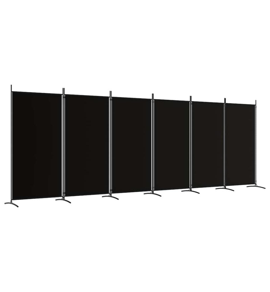 Cloison de séparation 6 panneaux Noir 520x180 cm Tissu