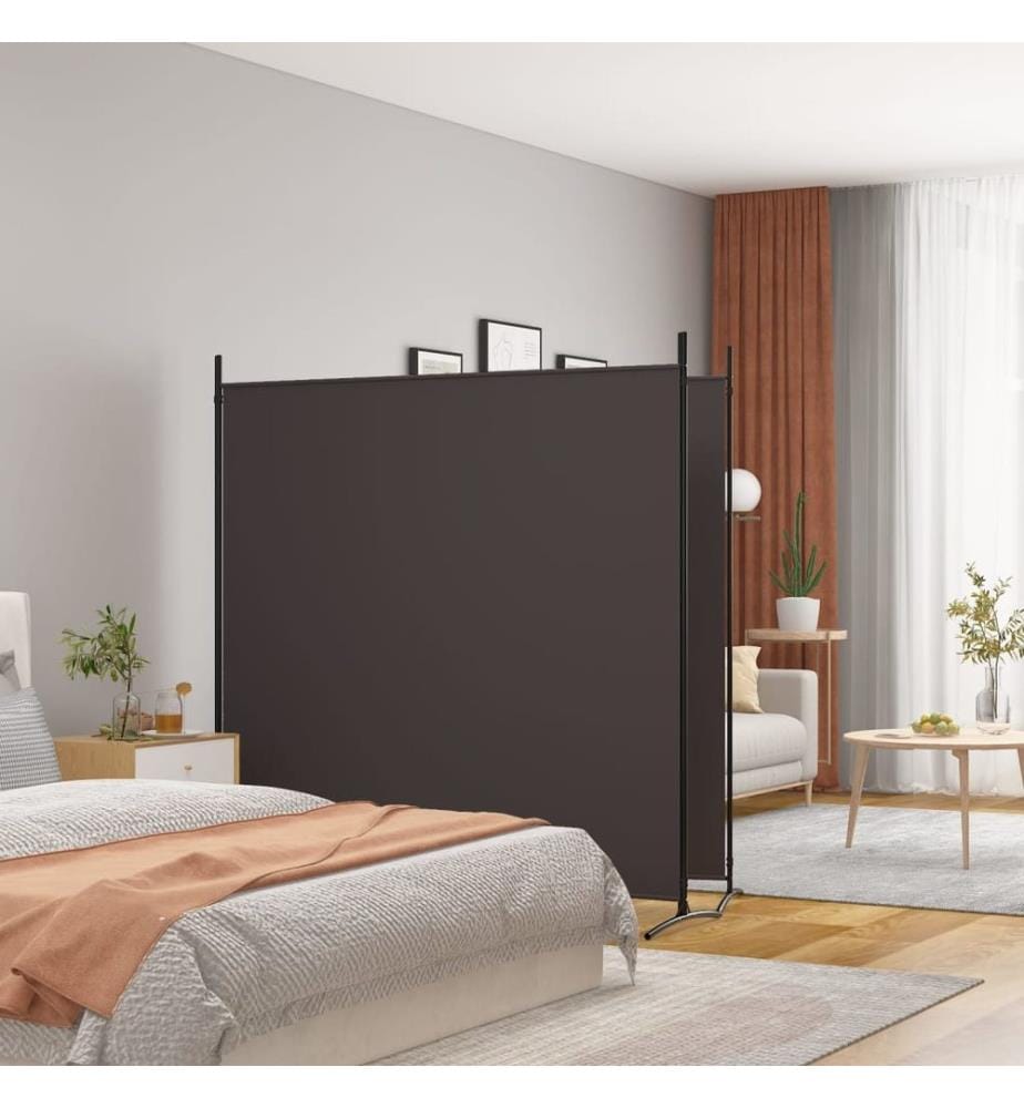 Cloison de séparation 2 panneaux Marron 348x180 cm Tissu