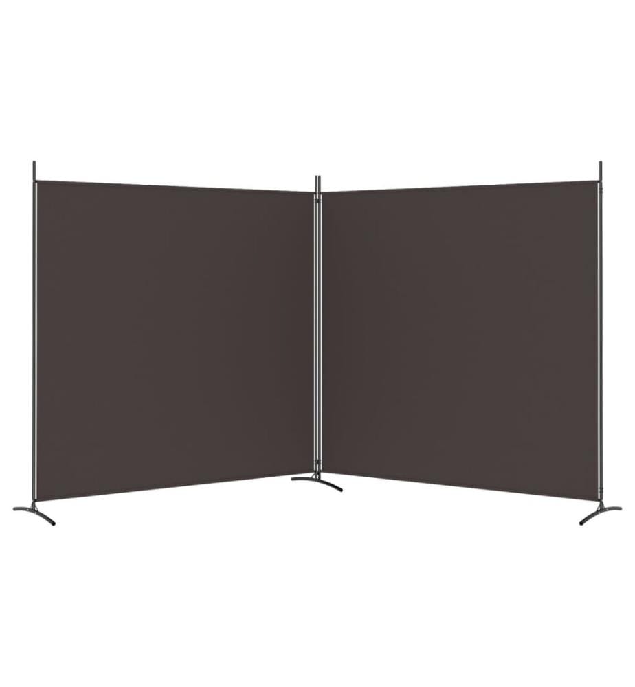 Cloison de séparation 2 panneaux Marron 348x180 cm Tissu