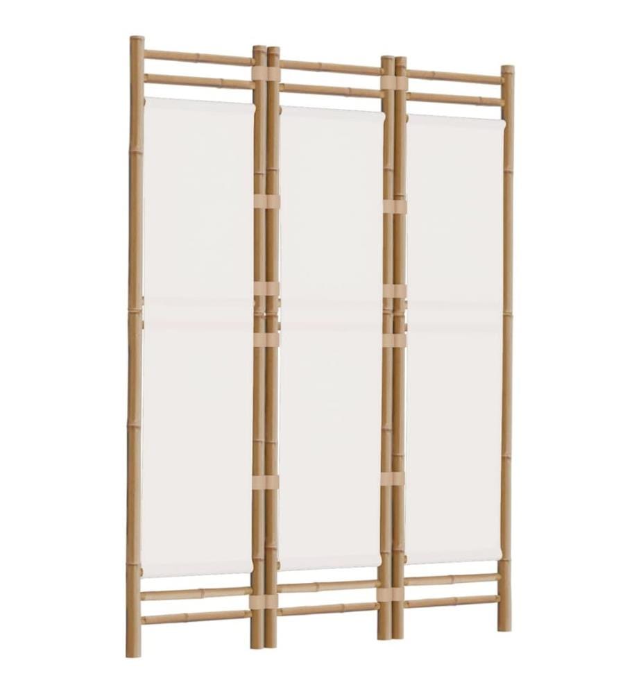 3-tlg. Paravent Faltbar 120 cm Bambus und Canvas