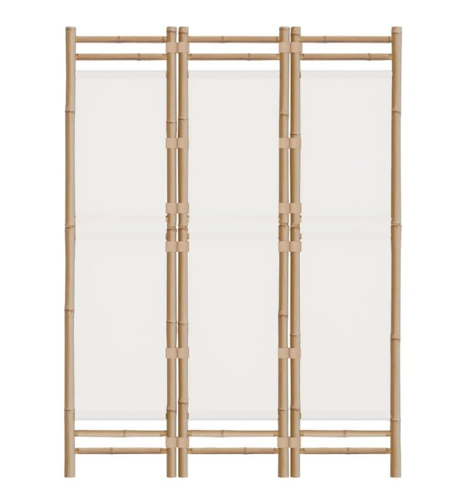3-tlg. Paravent Faltbar 120 cm Bambus und Canvas