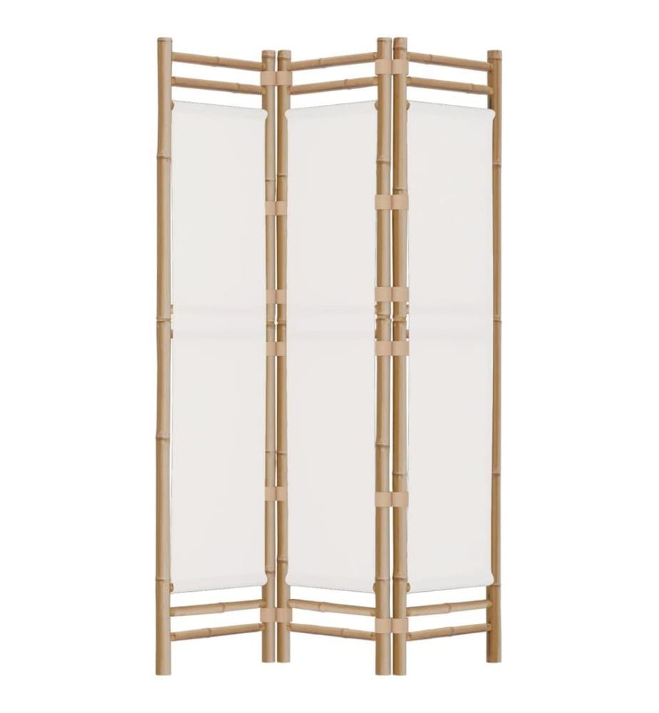 3-tlg. Paravent Faltbar 120 cm Bambus und Canvas