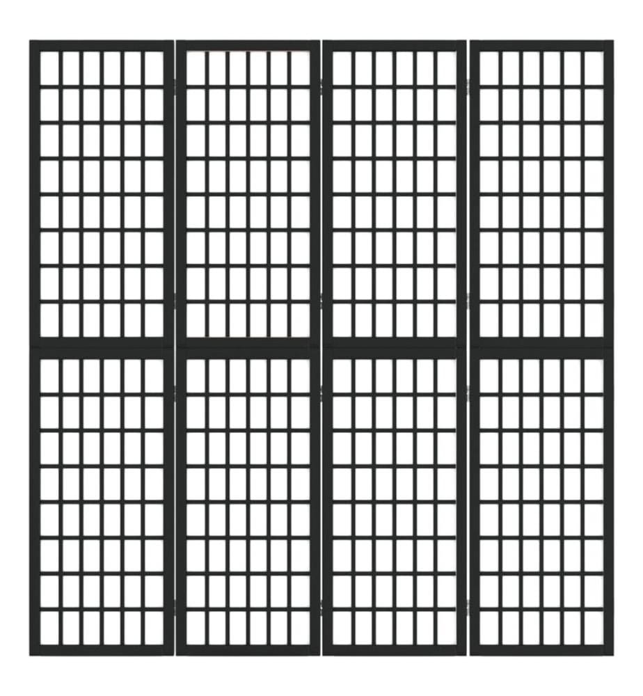 Cloison de séparation pliable 4 panneaux 160x170 cm Noir