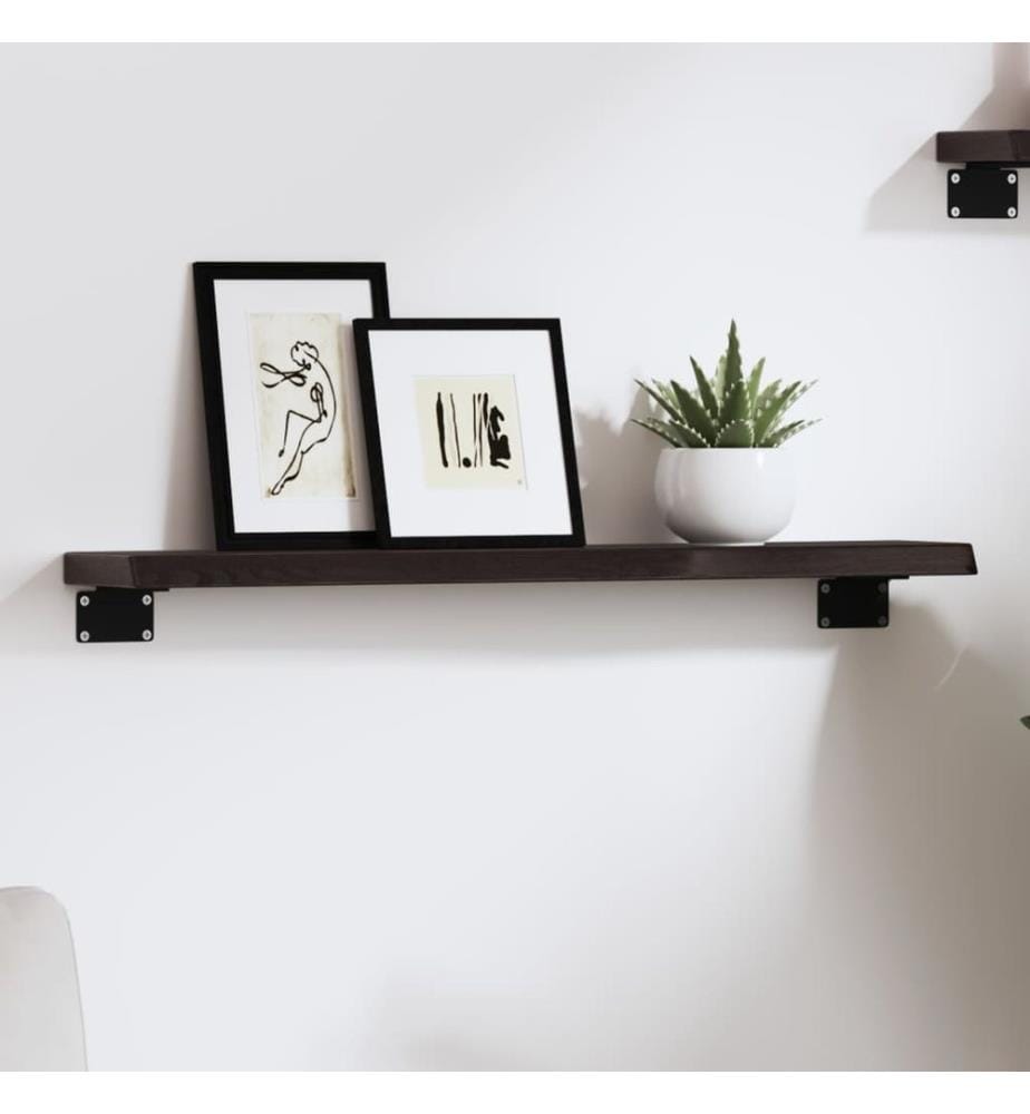 Wandregal Dunkelbraun 60x10x2 cm Massivholz Eiche Behandelt