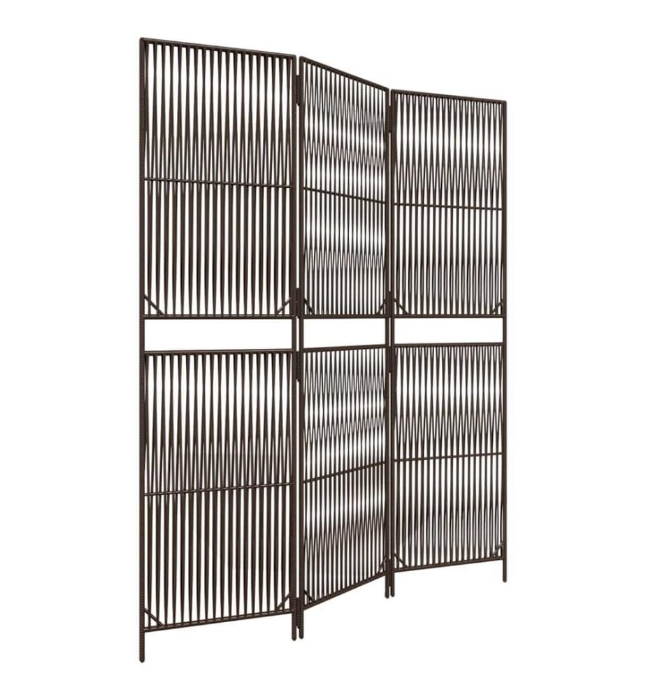 Paravent 3-tlg. Braun Poly Rattan