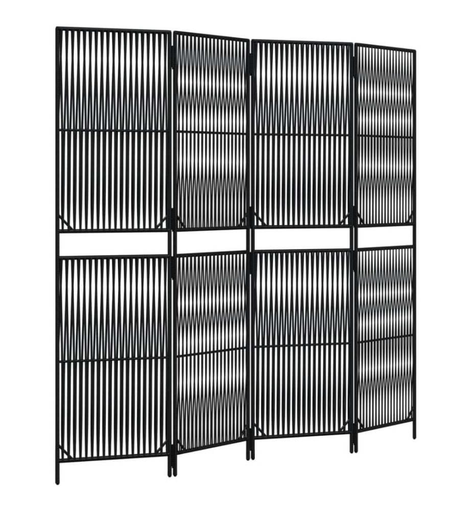 Paravent 4-tlg. Schwarz Poly Rattan