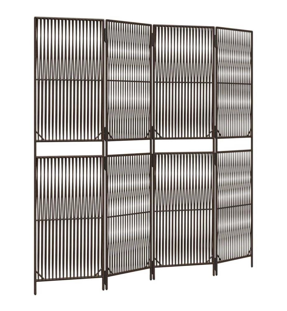 Paravent 4-tlg. Braun Poly Rattan