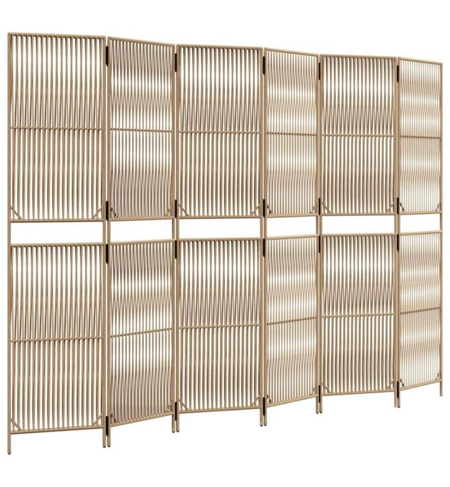 Cloison de séparation 6 panneaux beige résine tressée