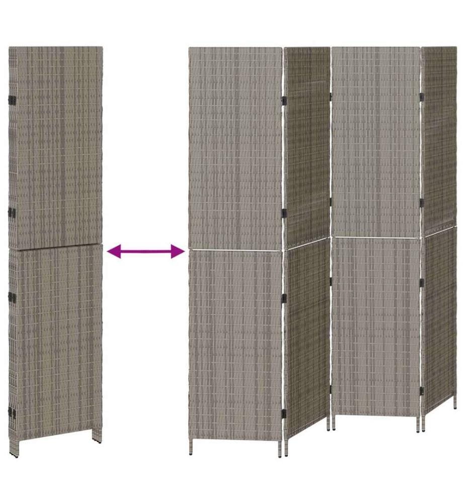Raumteiler Grau 195 x 180 cm Poly-Rattan