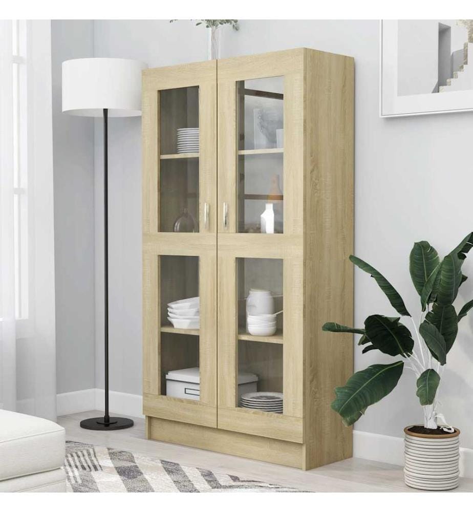 Vitrinenschrank Sonoma-Eiche 82,5x30,5x150 cm Holzwerkstoff