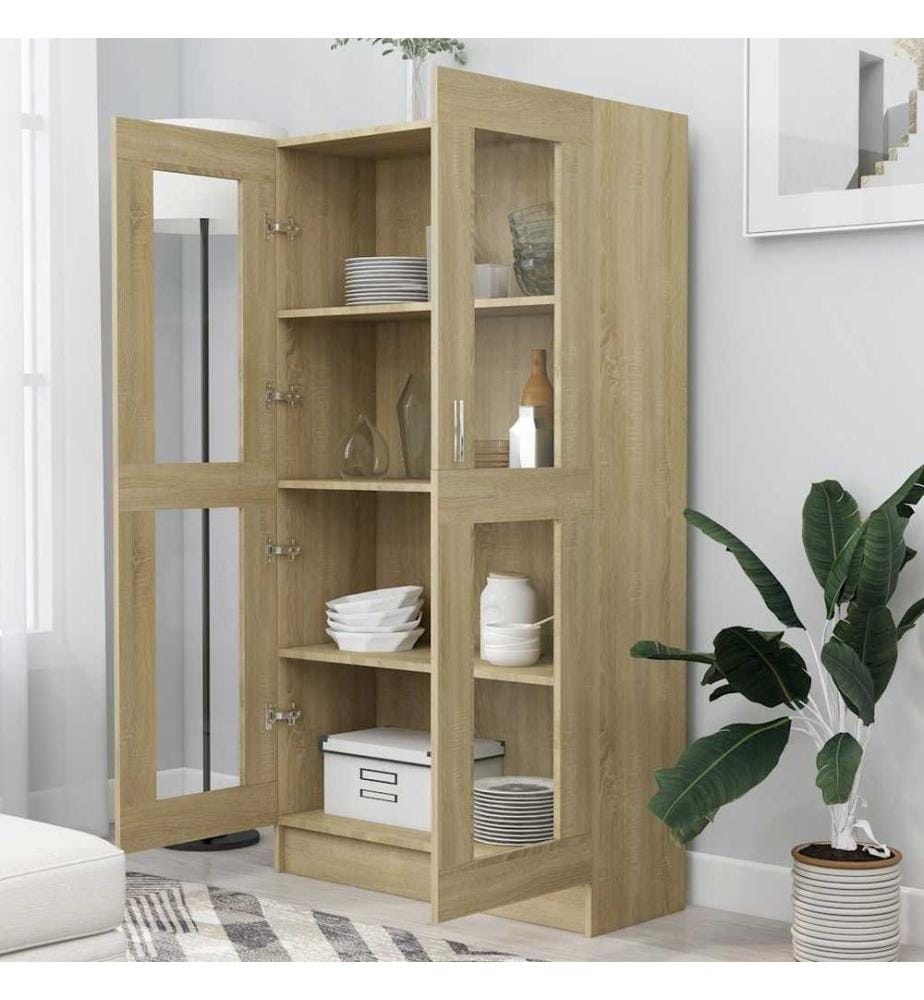Vitrinenschrank Sonoma-Eiche 82,5x30,5x150 cm Holzwerkstoff
