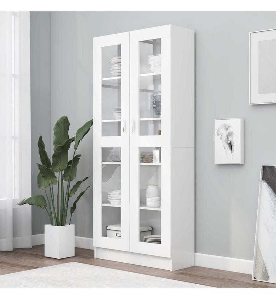 Armoire à vitrine Blanc 82,5x30,5x185 cm Bois d'ingénierie