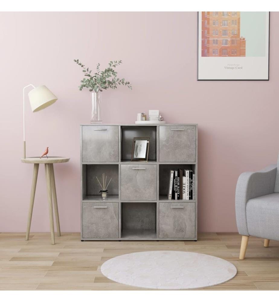 Bibliothèque Gris béton 90x30x90 cm Bois d'ingénierie