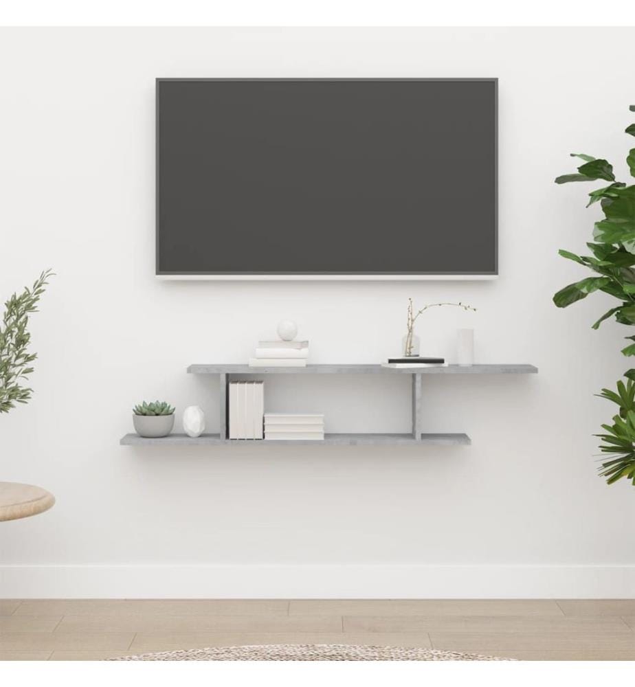 TV-Wandregal Betongrau 125x18x23 cm Holzwerkstoff