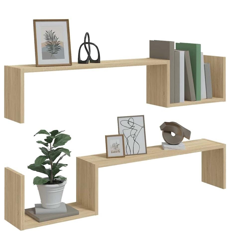 Wandregale 2 Stk. Sonoma-Eiche 100x15x20 cm Holzwerkstoff