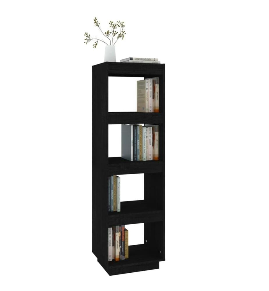 Bibliothèque/Séparateur de pièce Noir 40x35x135 cm Pin massif