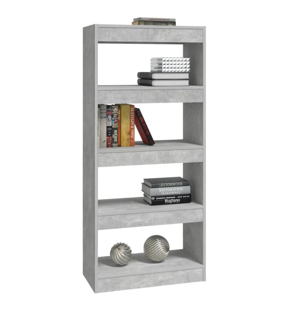 Bibliothèque/Séparateur de pièce Gris béton bois d'ingénierie