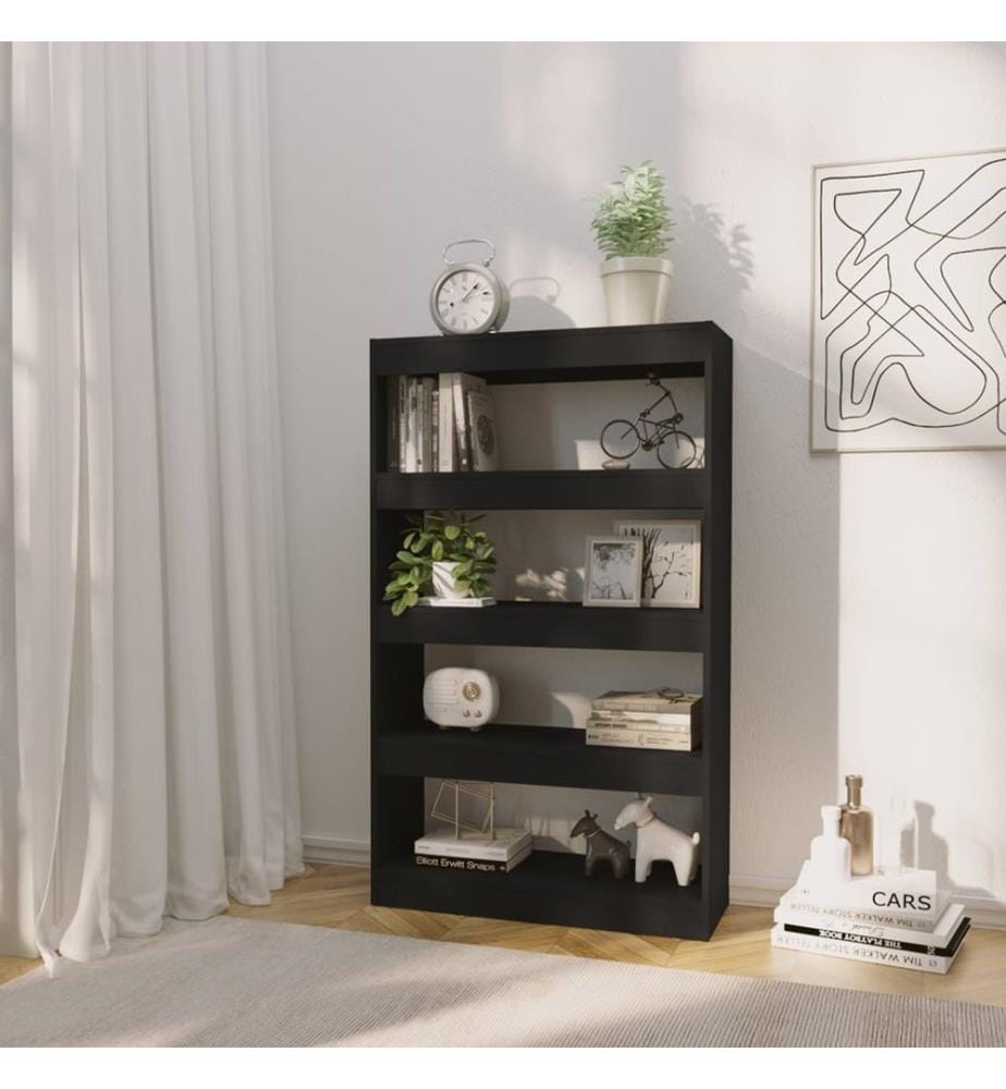 Bibliothèque/Séparateur de pièce Noir Bois d'ingénierie