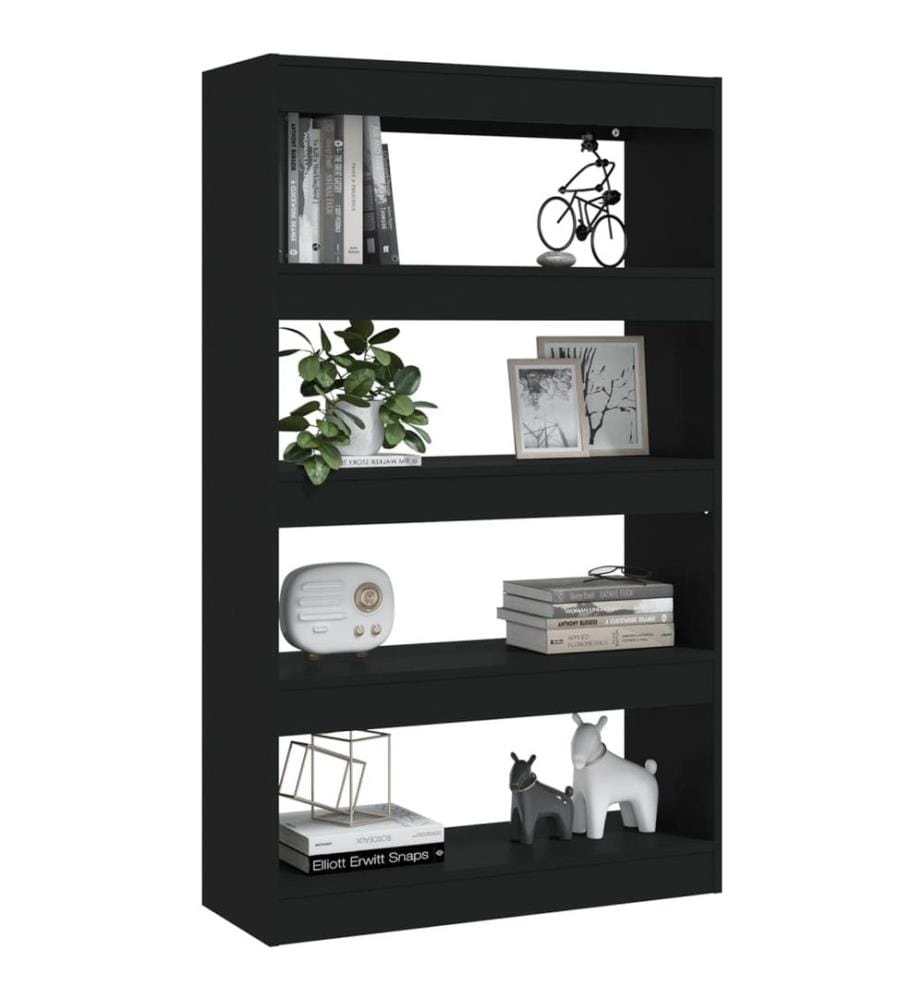 Bibliothèque/Séparateur de pièce Noir Bois d'ingénierie