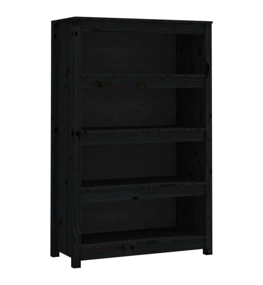 Bücherregal Schwarz 80x35x126 cm Massivholz Kiefer
