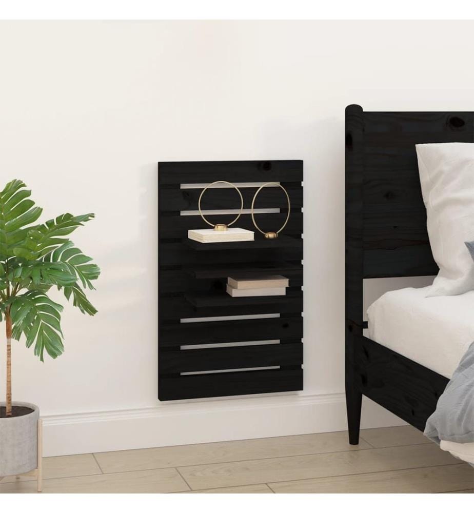 Wand-Nachttische 2 Stk. Schwarz Massivholz Kiefer