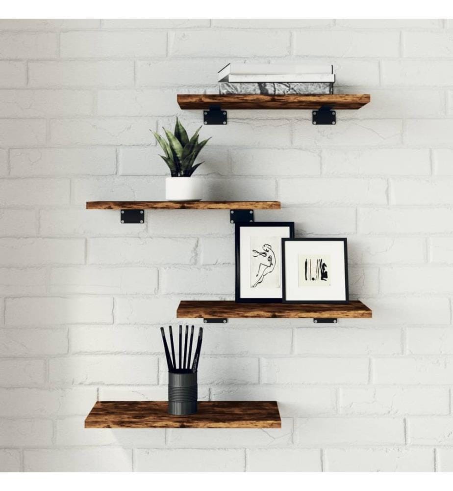 Étagères murales 4 pcs chêne fumé 40x20x1,5cm bois d'ingénierie
