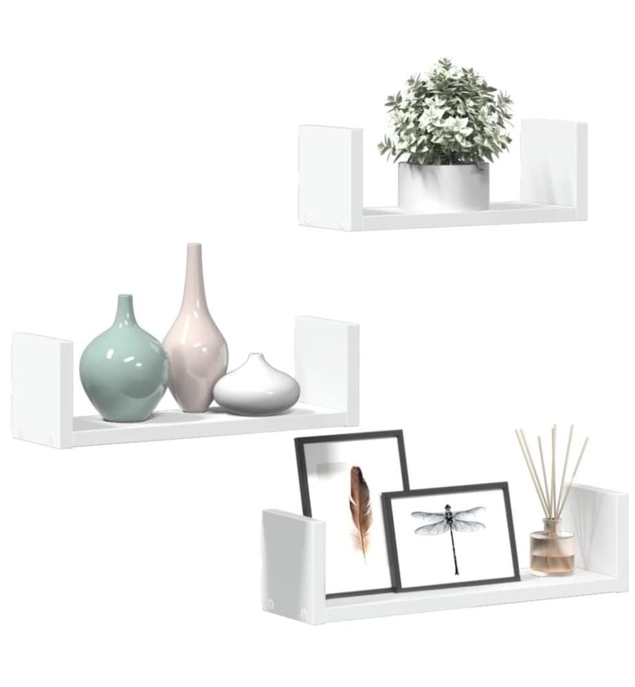 Wandregal 3 Stk. Weiss Holzwerkstoff