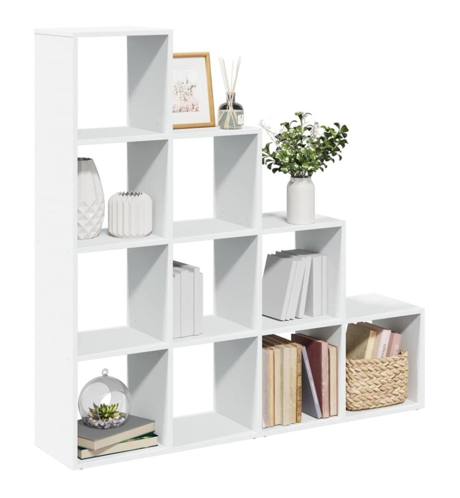 Étagère séparatrice de pièce à 4 niveaux blanc 131,5x29x131,5cm