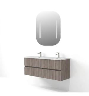 Badezimmerschrank mit Waschbecken und Spiegel 2-teilig Monsoon Birch 100 % melaminbeschichtete Spanplatte