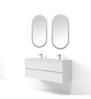 Badezimmerschrank mit Waschbecken und Spiegel 2-teilig weiss 100 % melaminbeschichtete Spanplatte