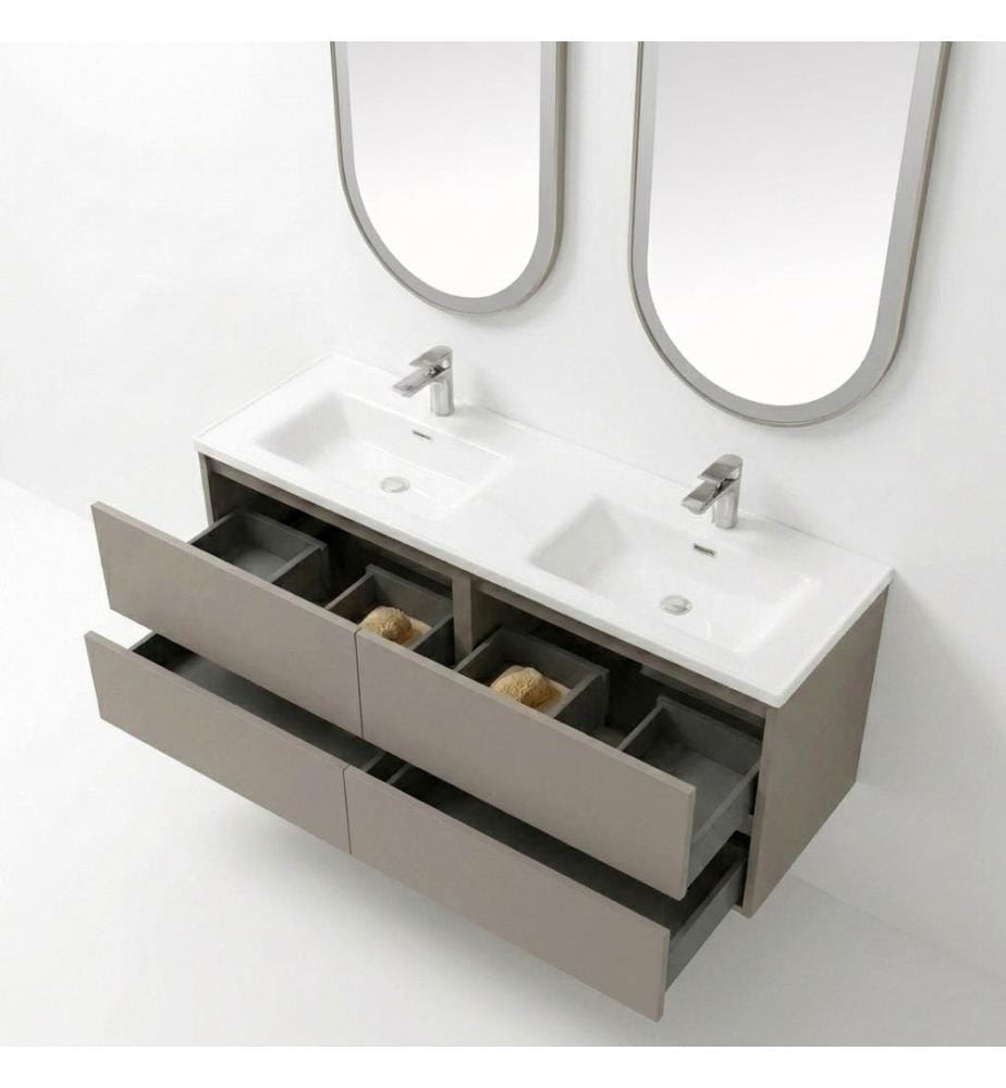Badezimmerschrank mit Waschbecken und Spiegel 2-teilig Kaffee-Matt 100 % melaminbeschichtete Spanplatte