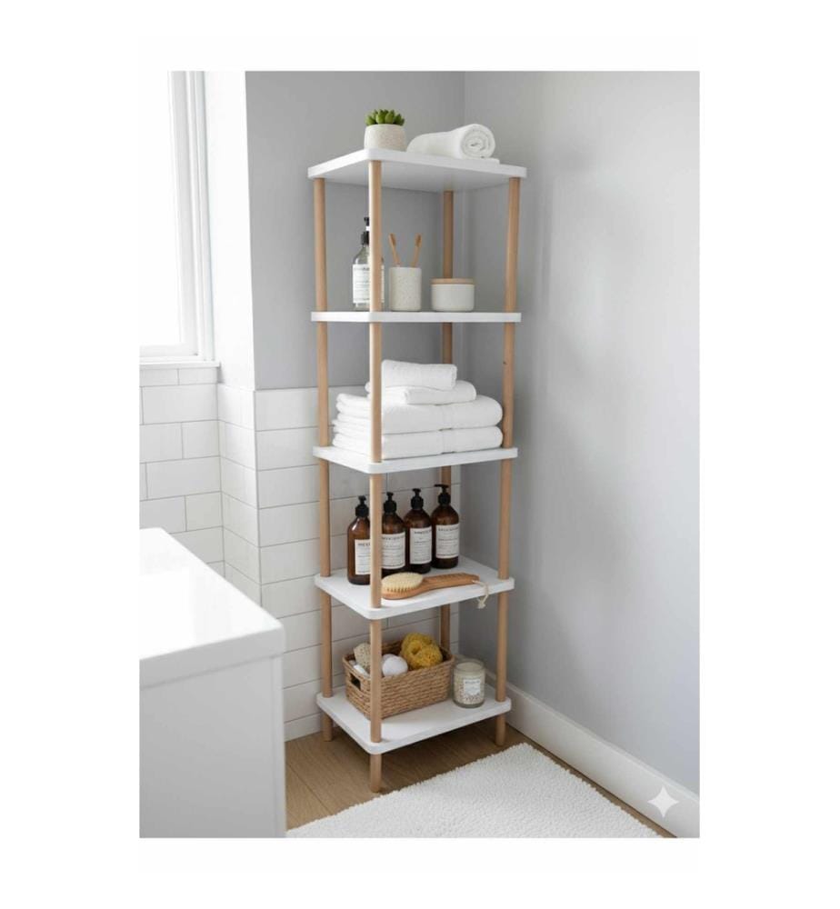 Étagère de salle de bain blanche panneau de particules 100 % recouvert de mélamine