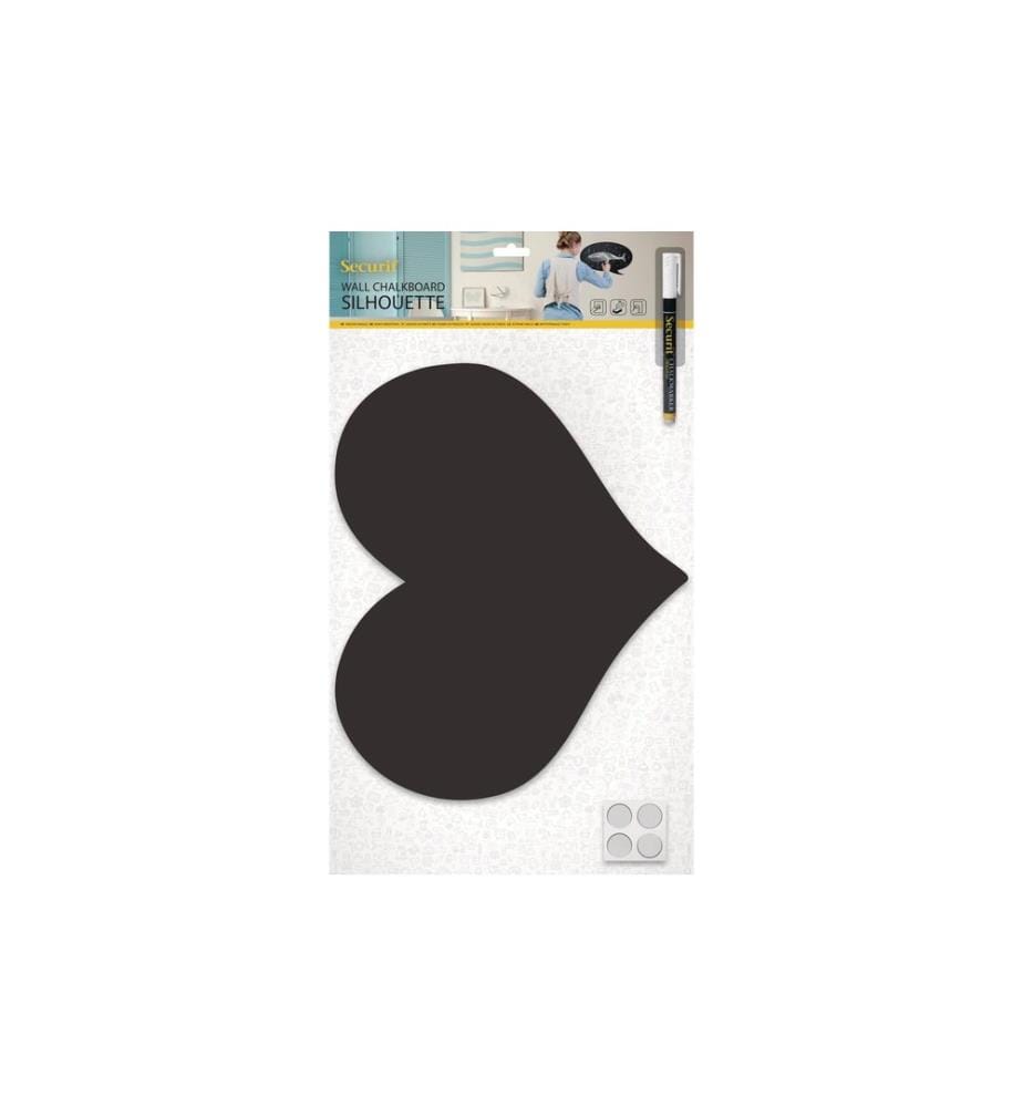 SECURIT - Kreidetafel Silhouette Heart mit Klett, Schwarz