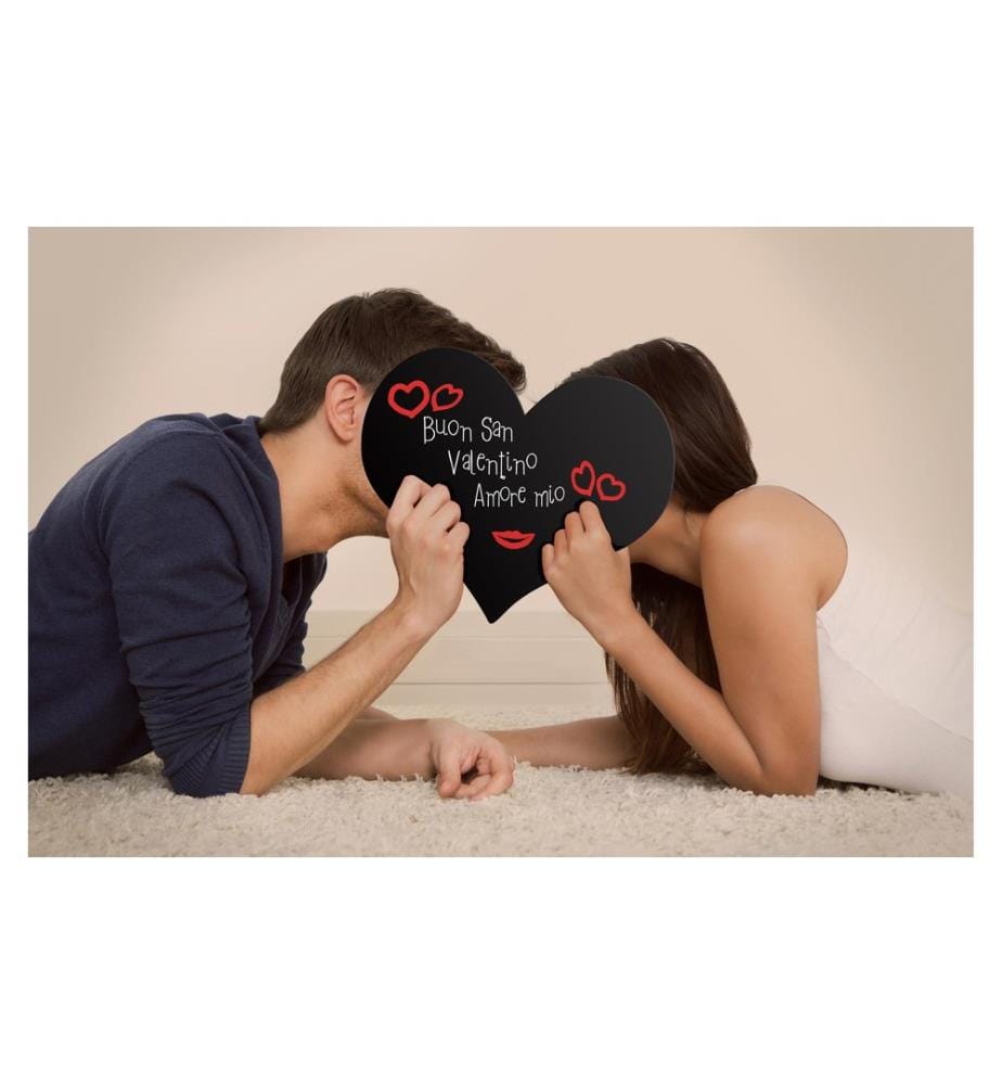 SECURIT - Kreidetafel Silhouette Heart mit Klett, Schwarz
