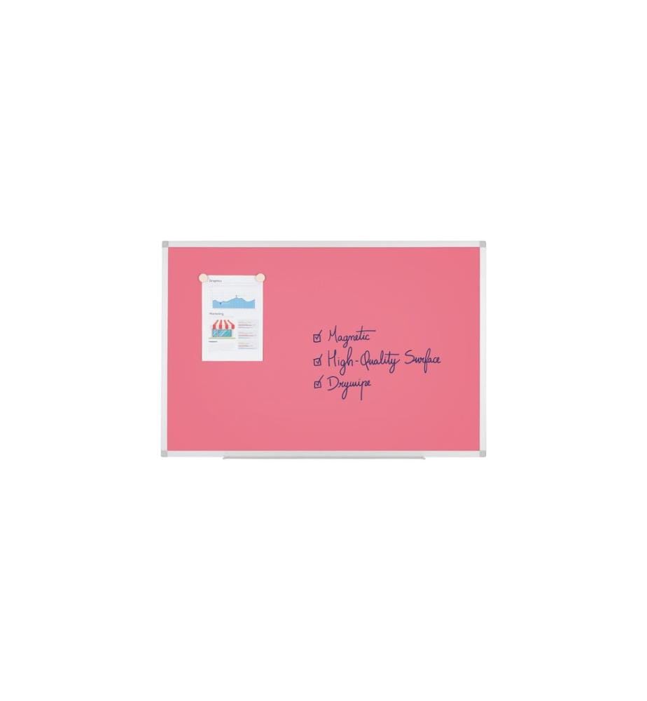 BI-OFFICE - Tableau blanc magnétique AYDA 90 cm x 60 cm, Rose