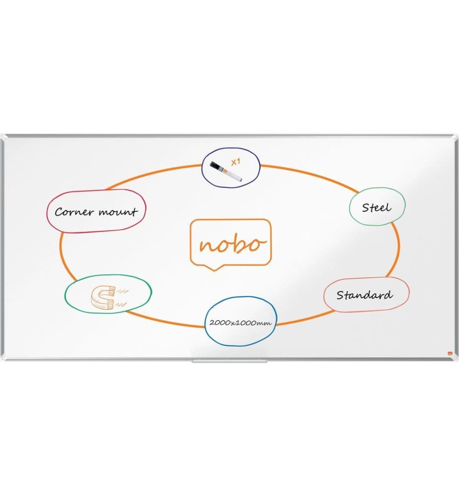 NOBO - Whiteboard Premium Plus Stahl 100 cm x 200 cm, Weiss