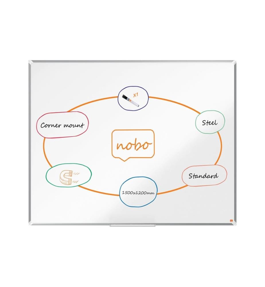 NOBO - Tableau blanc Acier Premium Plus 120 cm x 150 cm, Blanc