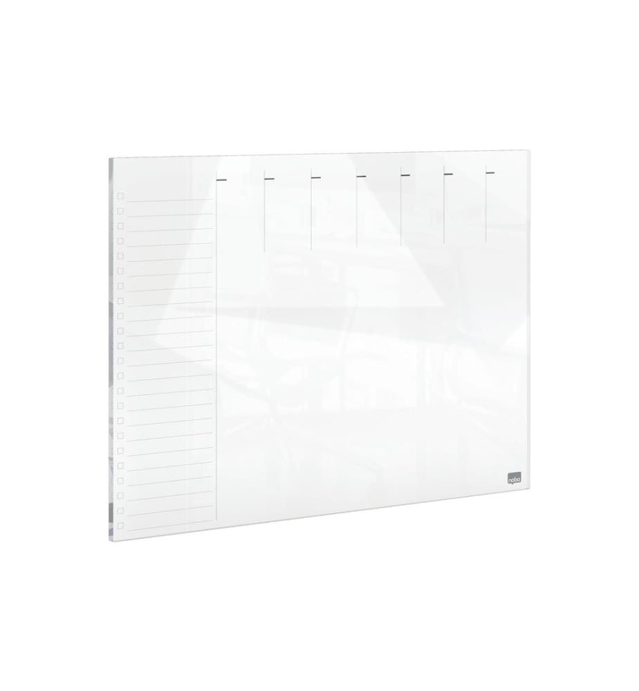 NOBO - Tableau en verre Planificateur hebdomadaire 43 cm x 56 cm, Gris