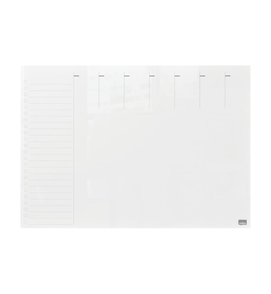 NOBO - Tableau en verre Planificateur hebdomadaire 43 cm x 56 cm, Gris