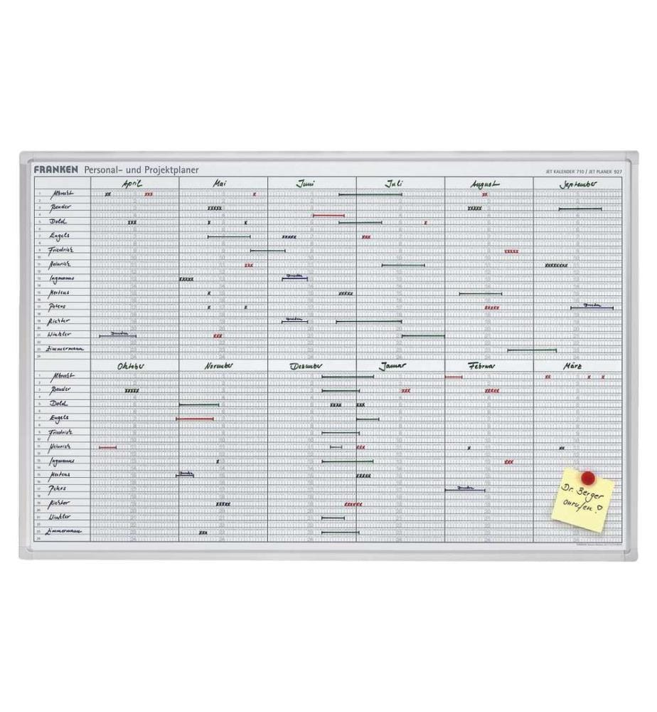 FRANKEN - Planificateur Planificateur de personnel et de projets 60 cm x 90 cm, Blanc