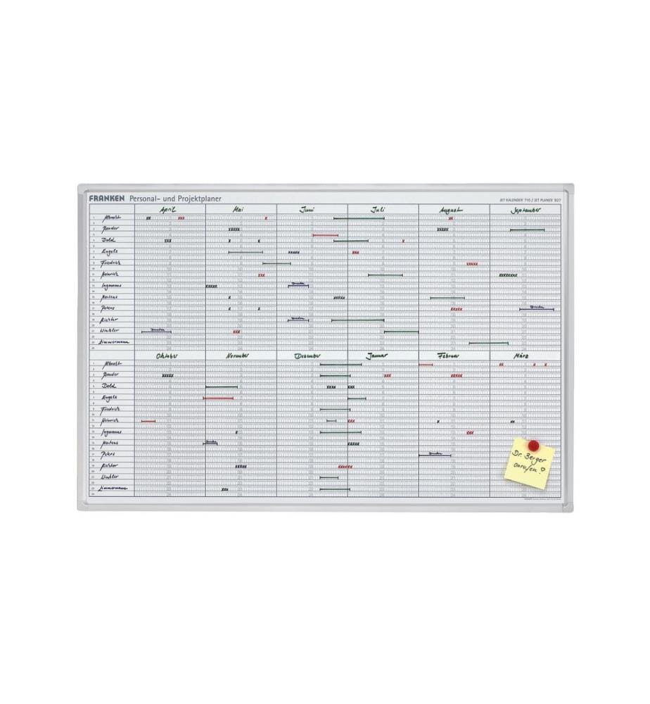 FRANKEN - Planificateur Planificateur de personnel et de projets 60 cm x 90 cm, Blanc