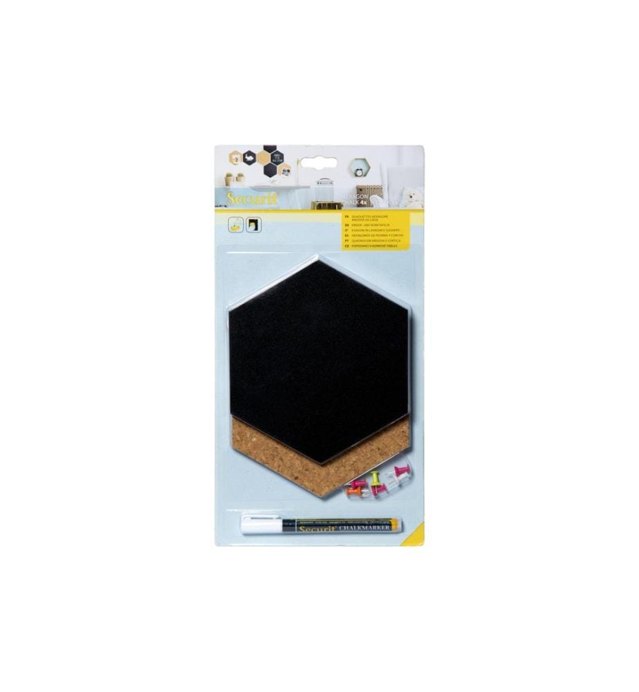SECURIT - Panneau combiné Silhouette Hexagon 7Stk. + Tableau à craie, ensemble