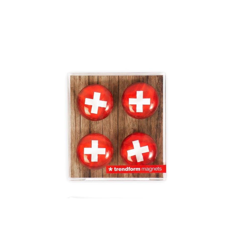 TRENDFORM - Aimant Croix suisse EYE Set de 4 pièces, Rouge