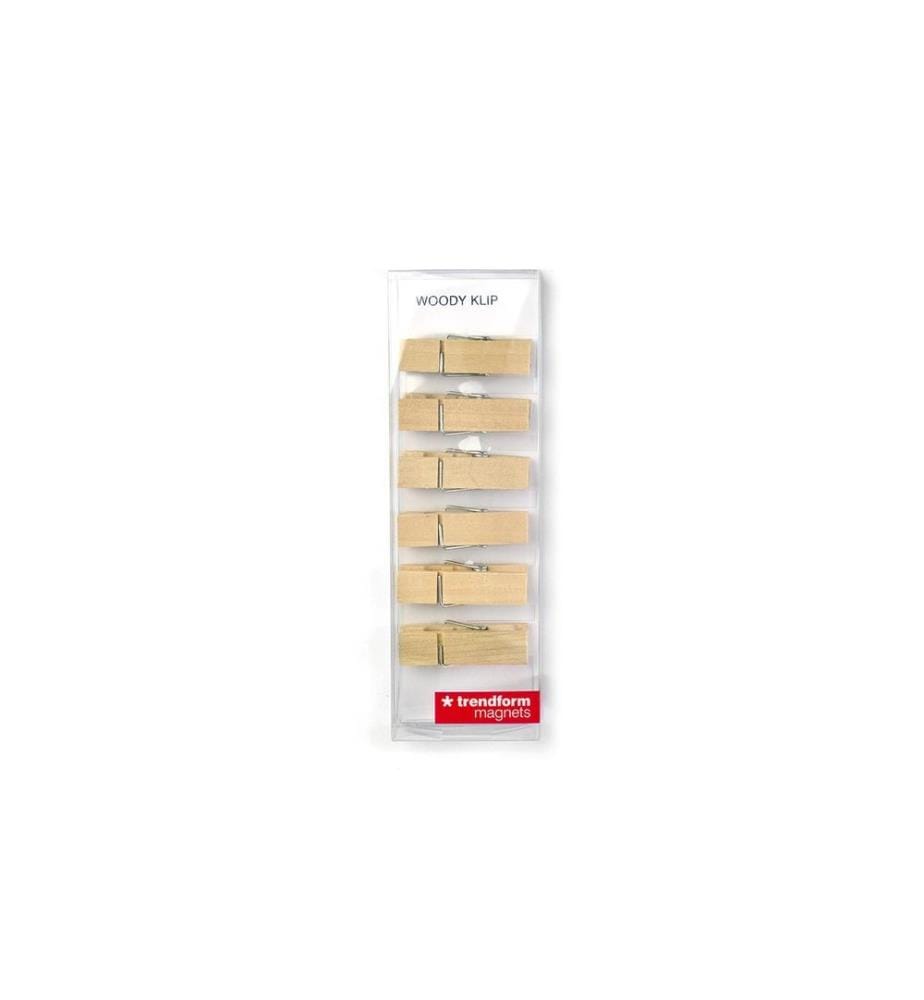 TRENDFORM - Haftmagnet Holzklammer 6er Set, Braun