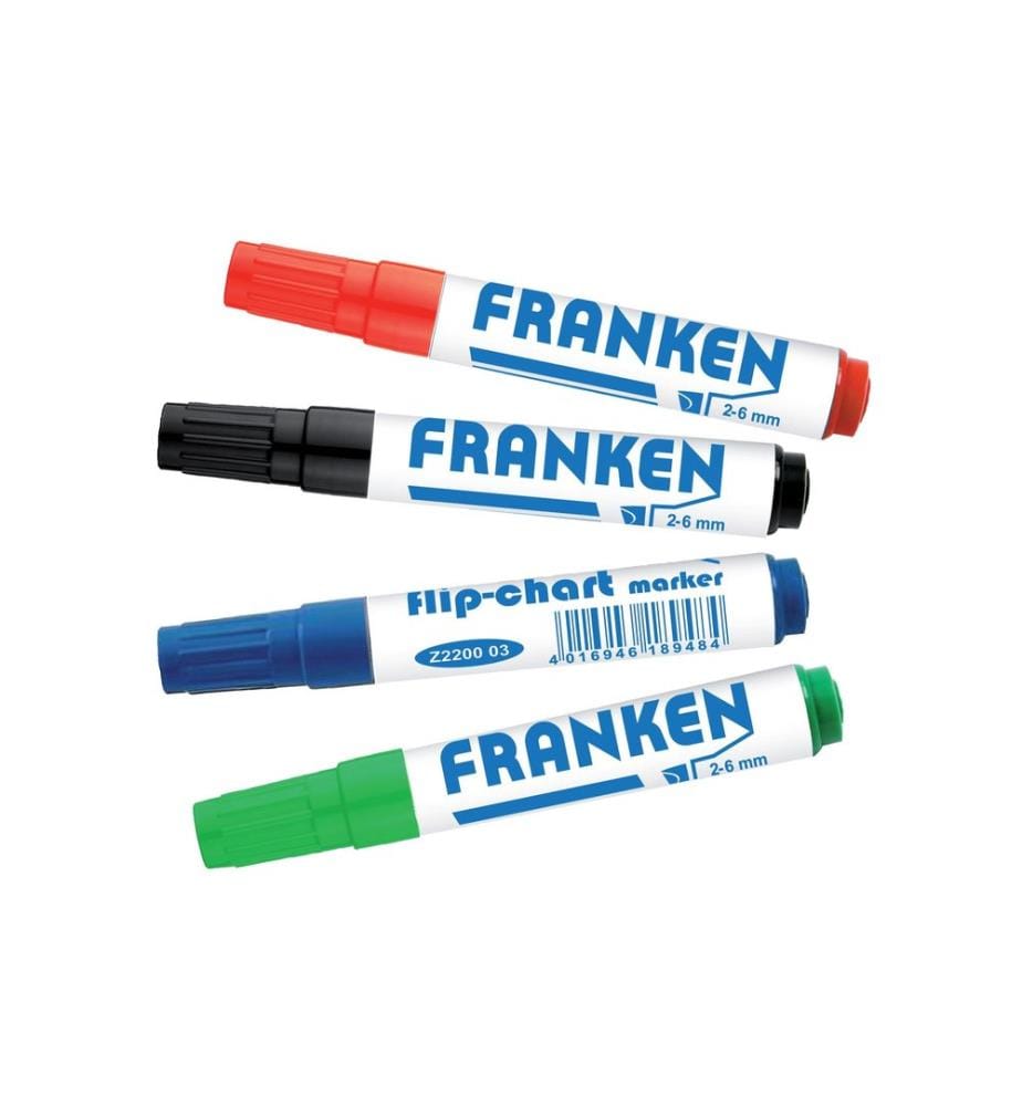FRANKEN - Flipchart-Marker 4 Stück, Rot/Grün/Blau/Schwarz